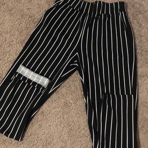 Black & white striped bottoms